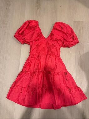 GILNER FARRAR Lace Puff-Sleeve Mini Dress